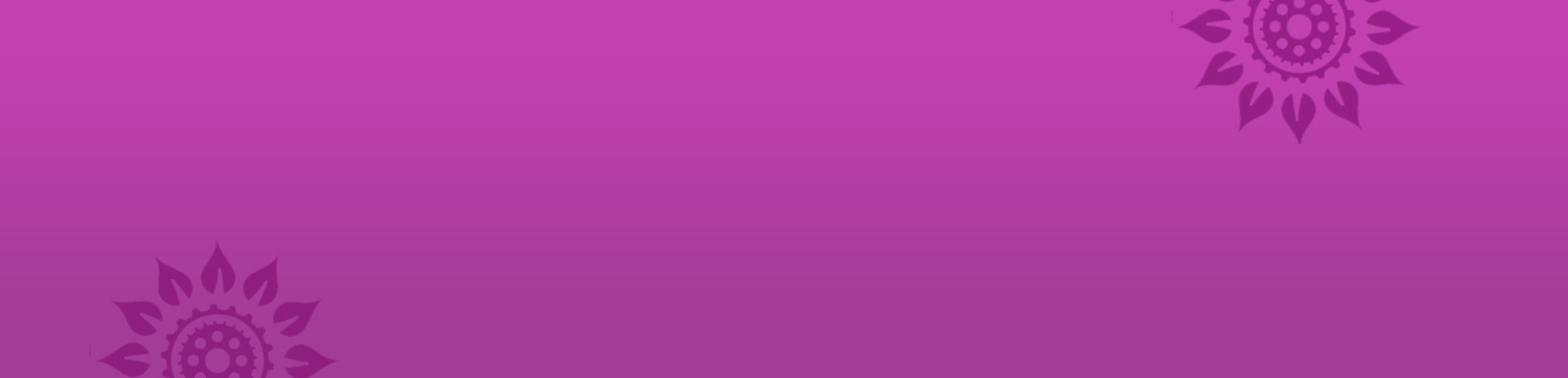 Vibrant magenta and purple gradient with ornate floral mandala motifs in the corners